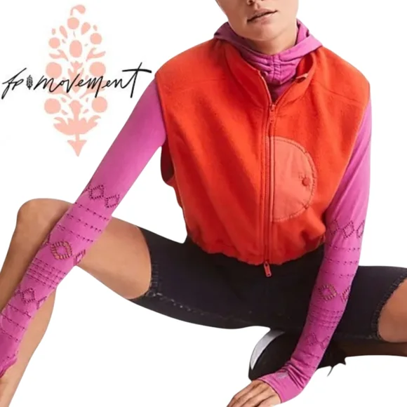 FP MOVEMENT Cropped Fleece Vest Base Camp Sherpa Free People XS 0 2 - Picture 2 of 11